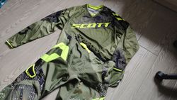 MX/DH set Scott 350 khaki zelená, kalhoty + dres
