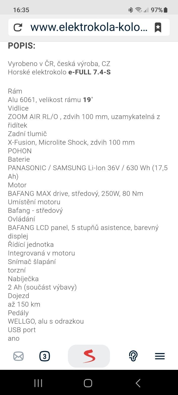 Elektrokolo Crussis e-FULL 7.4-S celoodpružené
