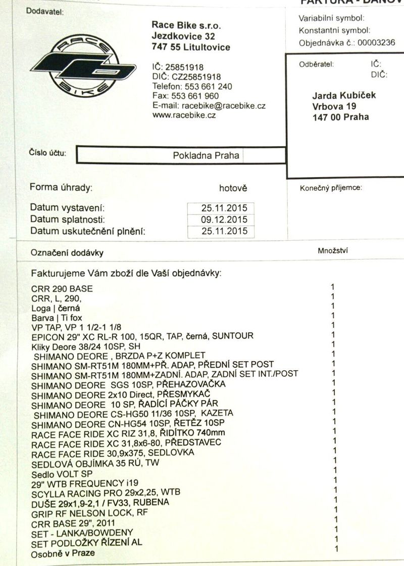 REZERVACE horské kolo 29" RB CRR 290 vel. L (2015)
