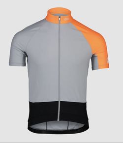 Cyklistický dres POC Essential Road mid - Granite Grey/Zink Orange