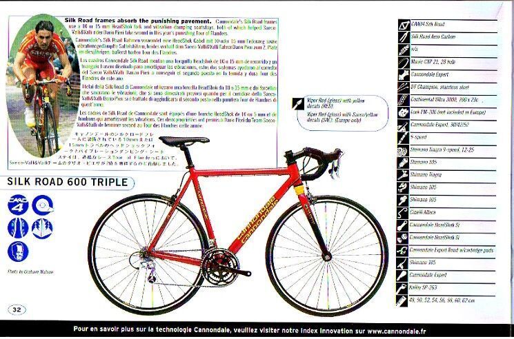 2001 Cannondale Silkroad Saeco, původní osazení, CODA Expert (velikost 54)