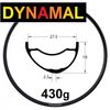 Záplety s Dynamal ráfky šířky 27,5mm (hmotnost 1574g)