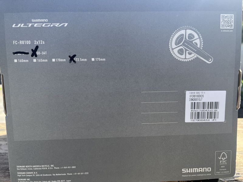 Kliky Shimano Ultegra FC-R8100 2x12s 50/34 172,5mm