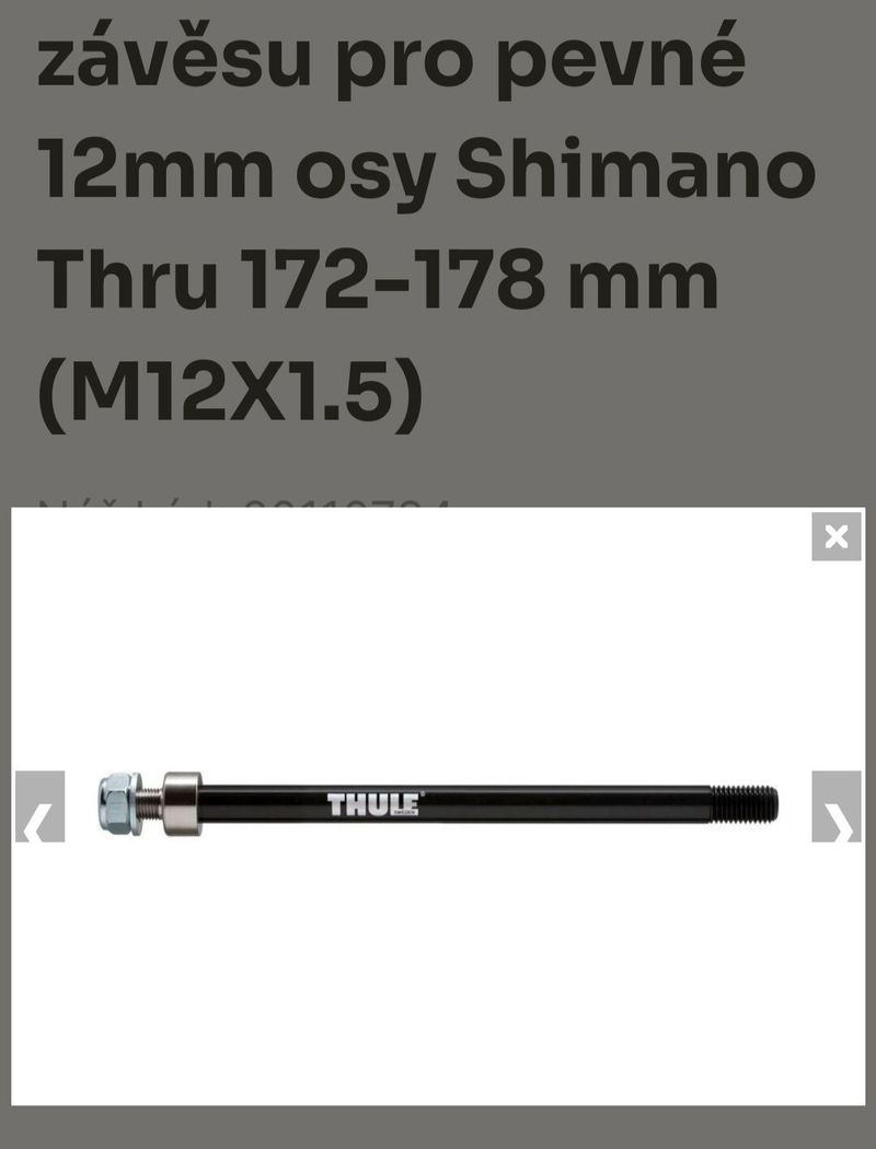 Koupím adaptér závěsu pro pevné 12mm osy Shimano Thru 172-178 mm (M12X1.5)