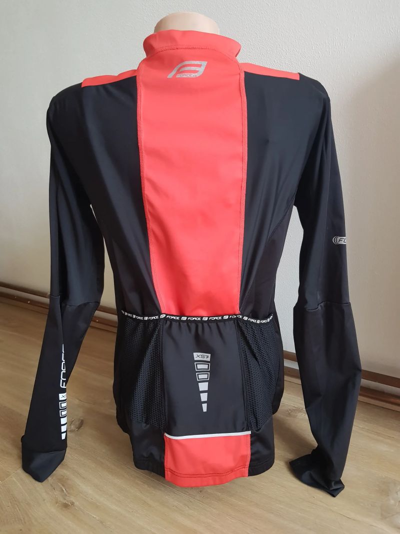 Červeno-černá cyklistická bunda FORCE vel. M