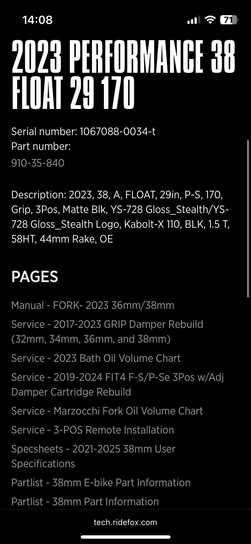 Fox 38 performance grip 29 plus blatnik