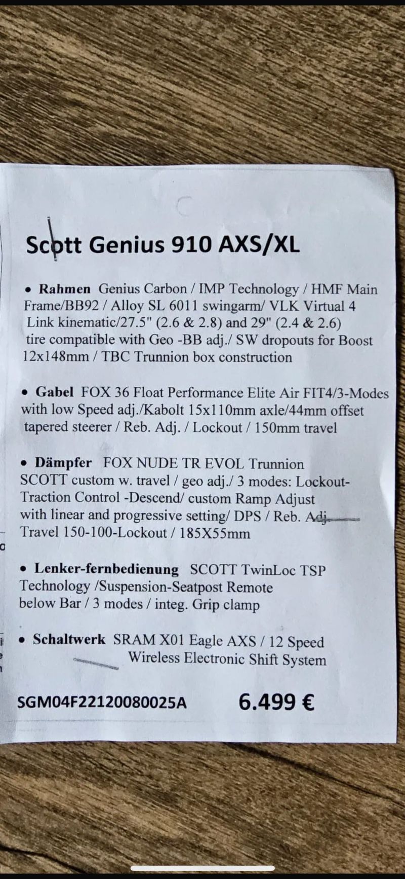 Scott Genius 910 AXS/XL