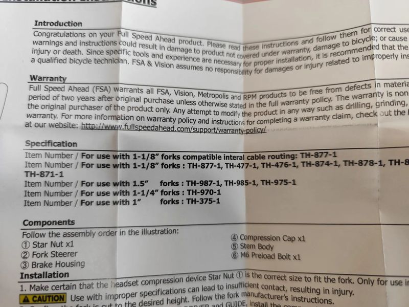 FSA hlavové složení DX Pro (I/E)