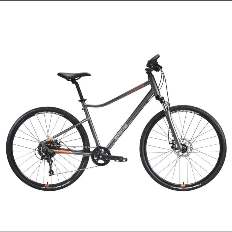 Decathlon - RIVERSIDE Trekové kolo 700 šedo-oranžové