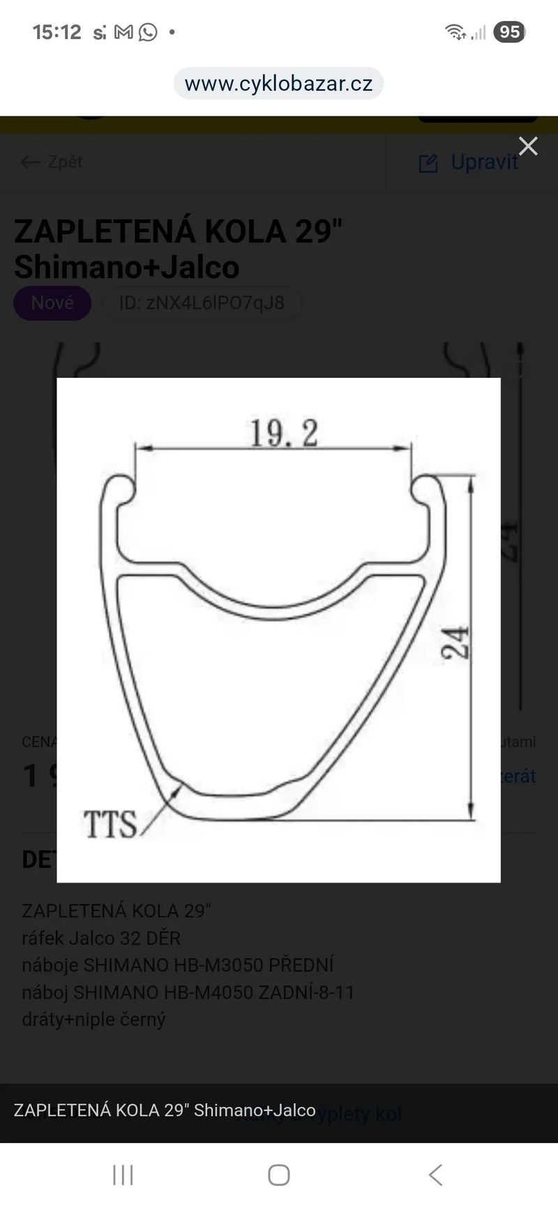 ZAPLETENÁ KOLA 29" Shimano+Jalco
