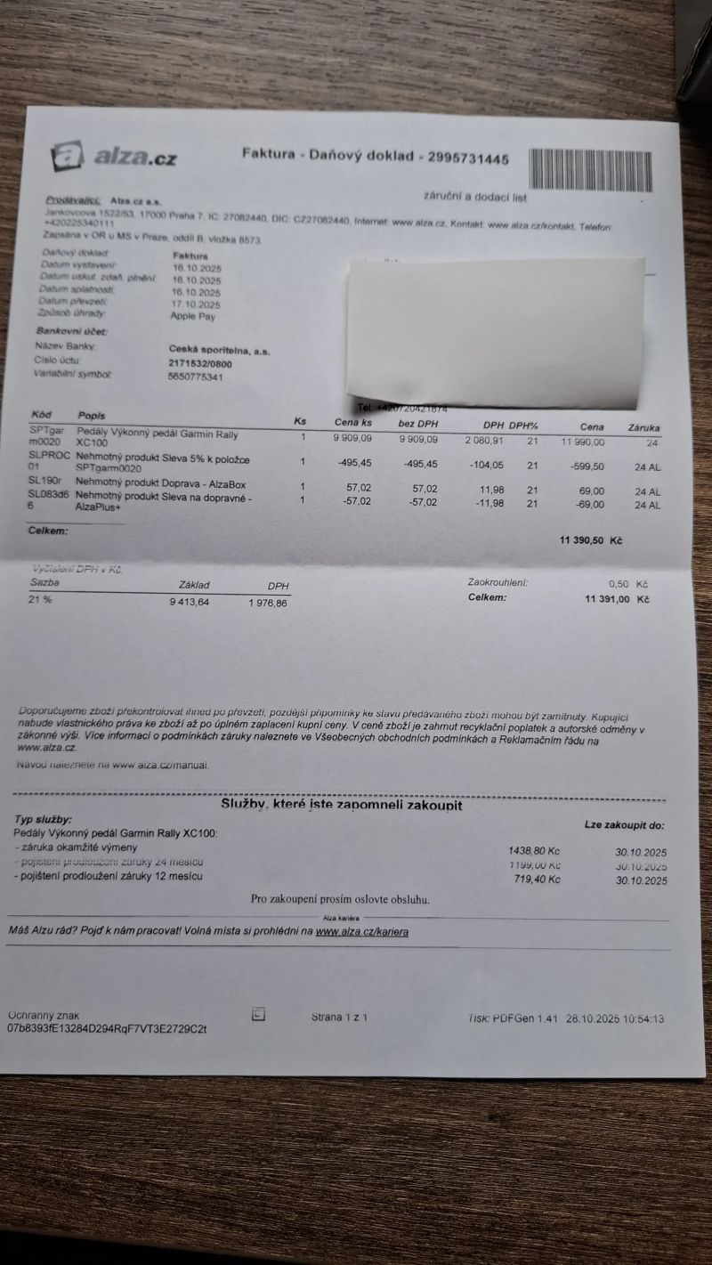 Pedály s wattmetrem Garmin Rally XC 100, 2 roky platná záruka