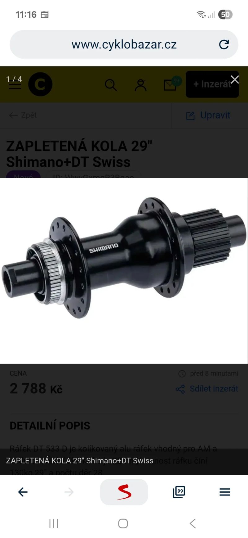 ZAPLETENÁ KOLA 29" Shimano+DT Swiss