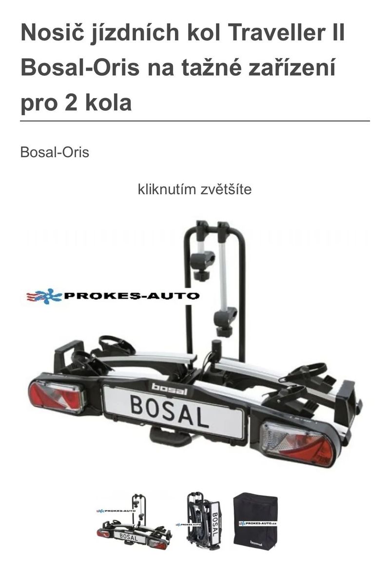 Nosič na dvě jízdní kola na tažné zařízení 