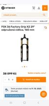 Nová Fox 36 Float Factory Kashima Fit Grip2 VVC Evol 2025 29" Gold