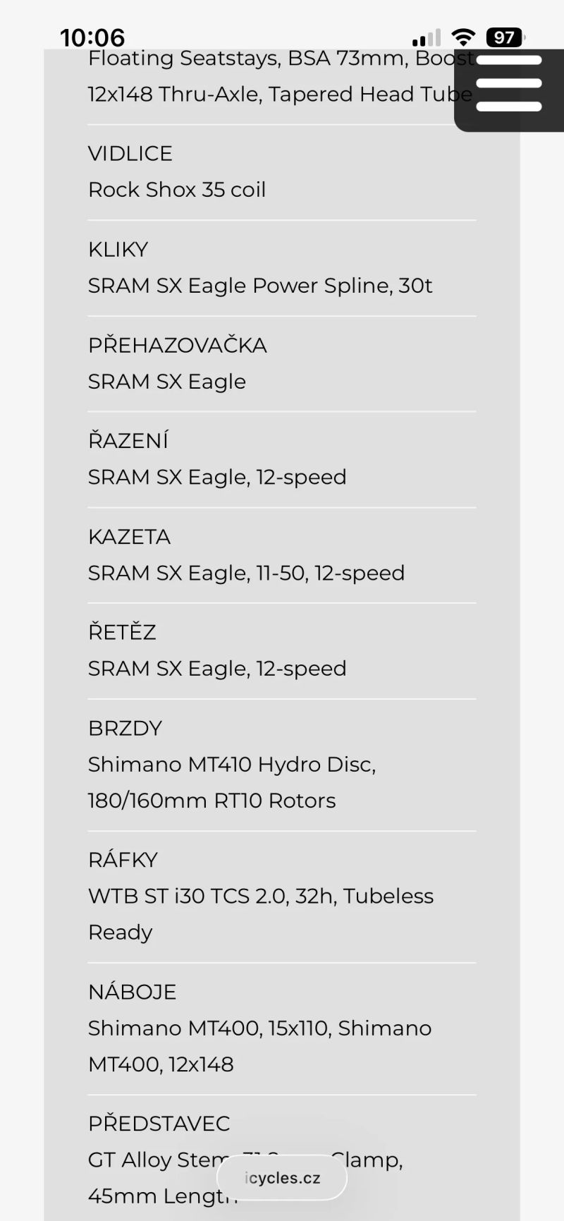 GT Zaskar Mˇ sram sx 