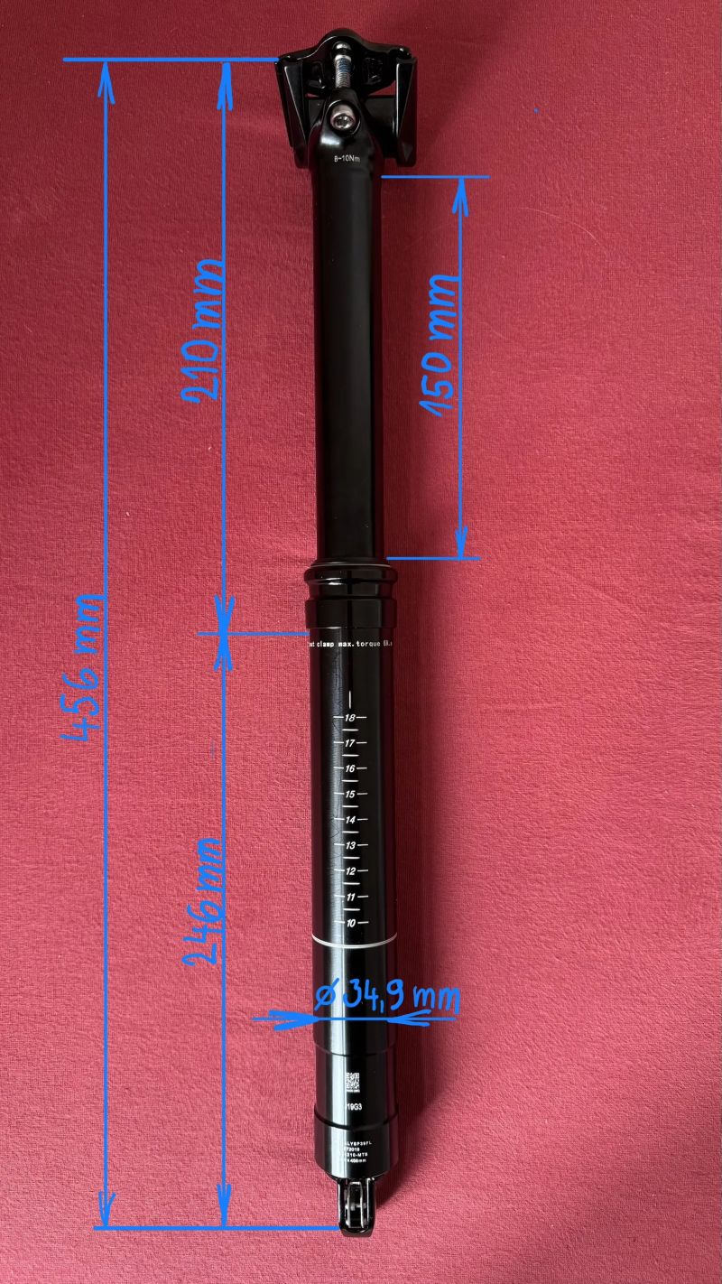 Výškově nastavitelná teleskopická sedlovka Tranz-X 34,9 mm x 150 mm.