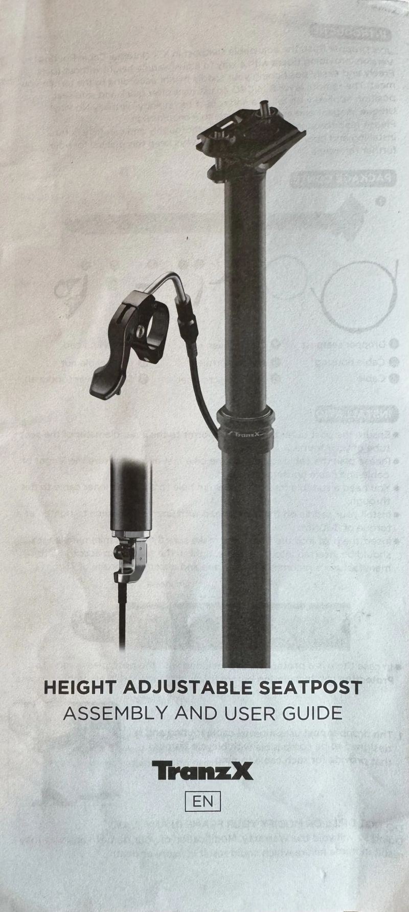 Výškově nastavitelná teleskopická sedlovka Tranz-X 34,9 mm x 150 mm.