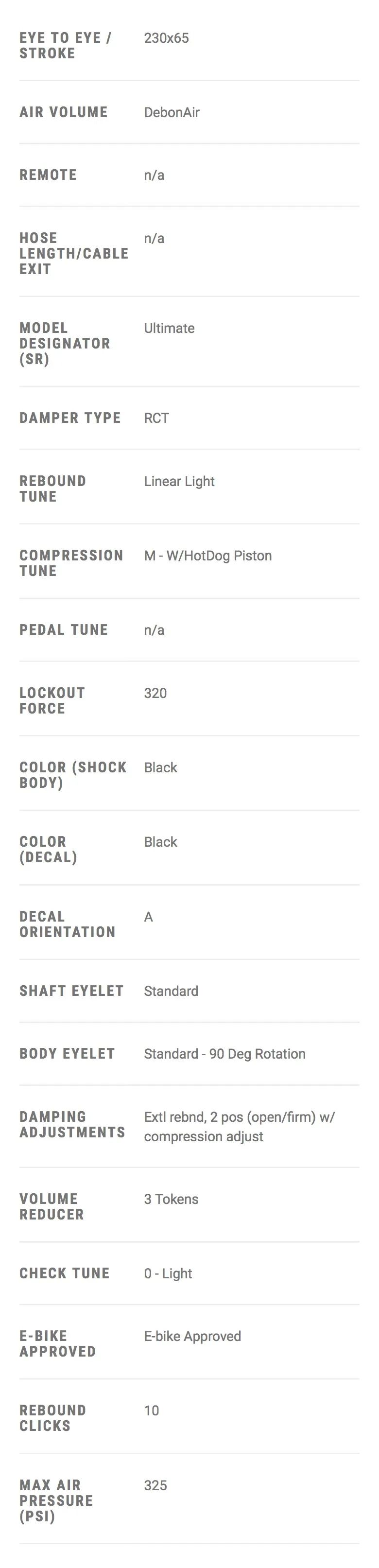 Rock Shox Super Deluxe Ultimate 230x65