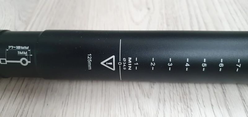 Teleskopická sedlovka TranzX 125 mm, 34.9 průměr, včetně páčky