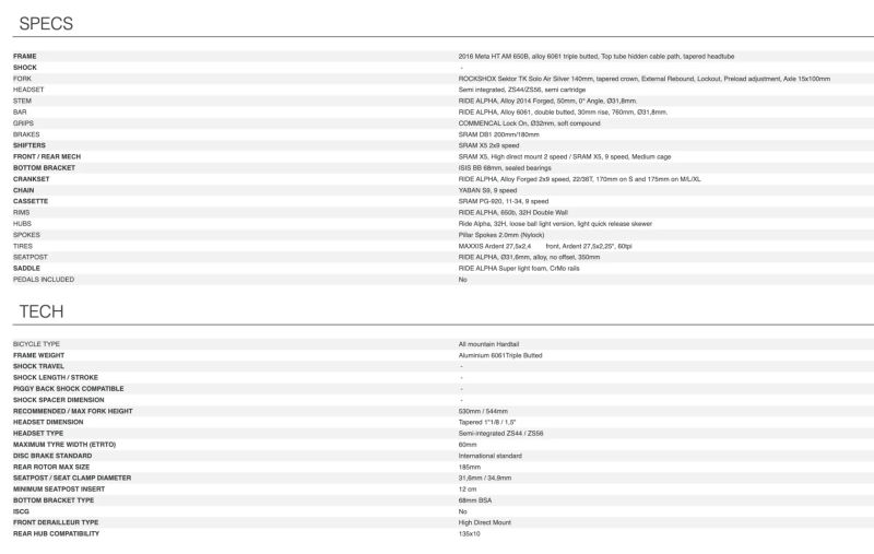 Commencal Meta HT AM 650B LCommencal Meta HT AM 650B L – teleskop, po servise 
