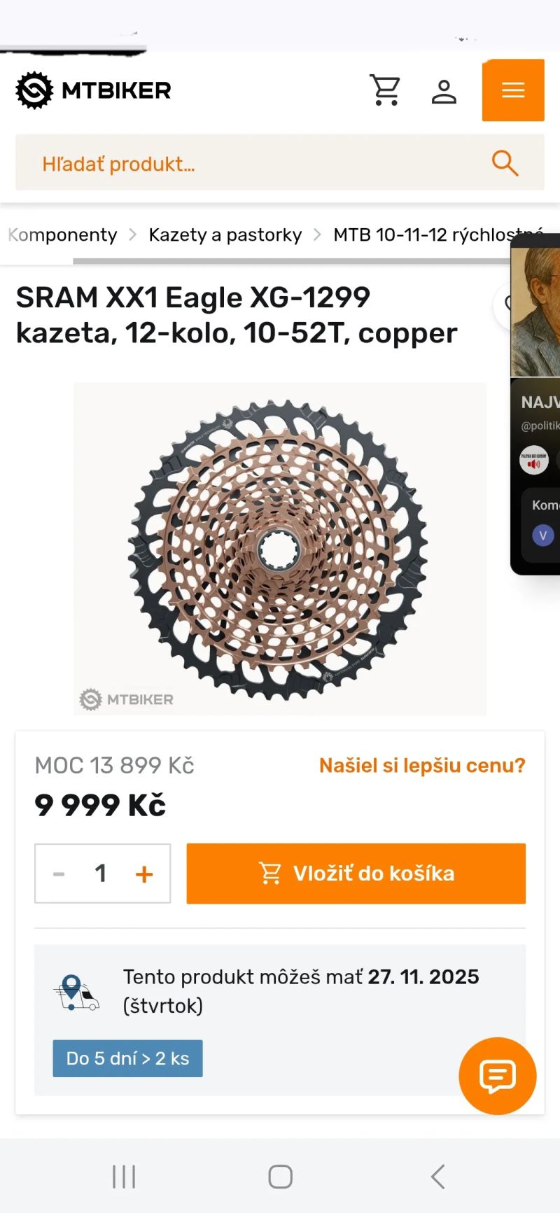 Nová Kazeta Sram XX1 Eagle Xg-1299 Cooper 10-52z