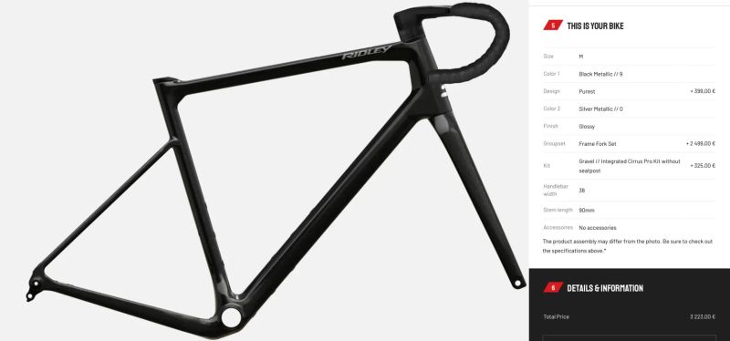 Rámová sada Custom gravel Ridley Grifn vel. M