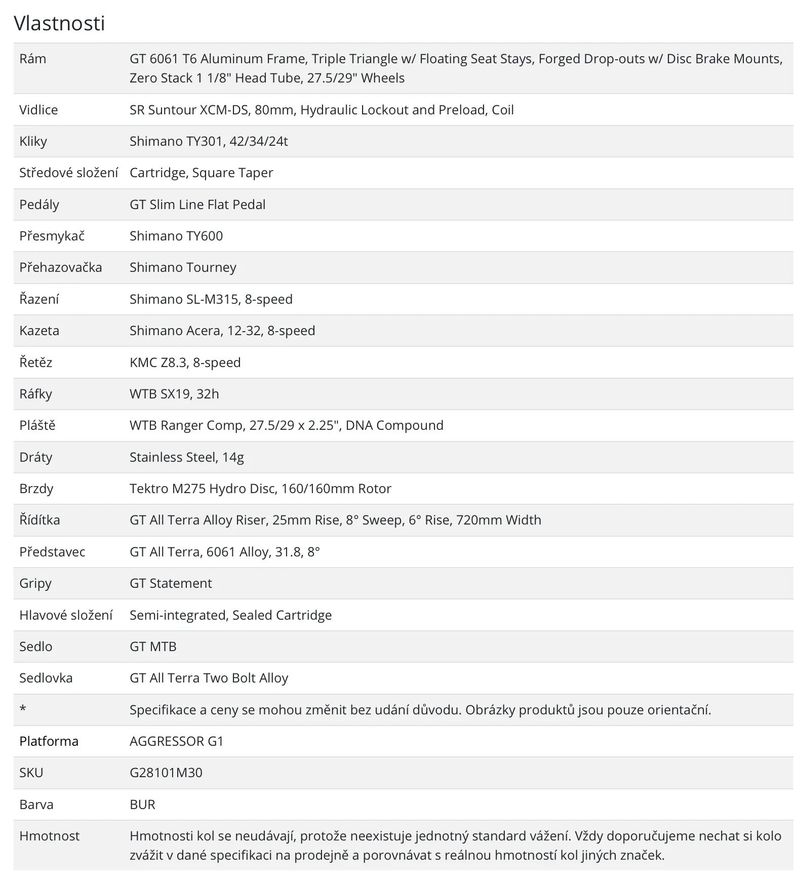 GT AGGRESSOR 27,5" EXPERT SHIMANO