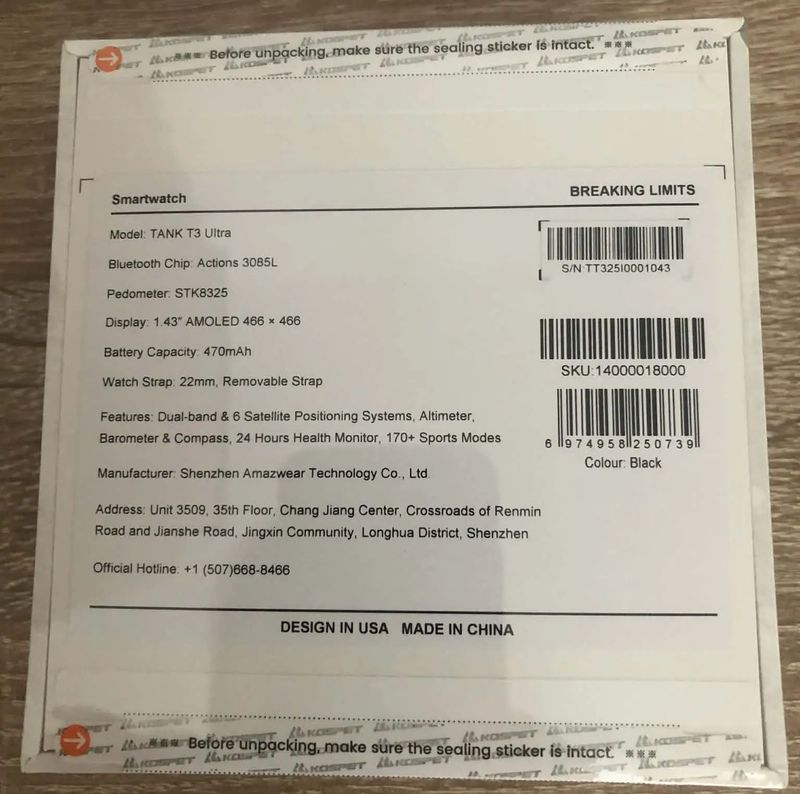 Chytré hodinky KOSPET TANK T3 Ultra Black