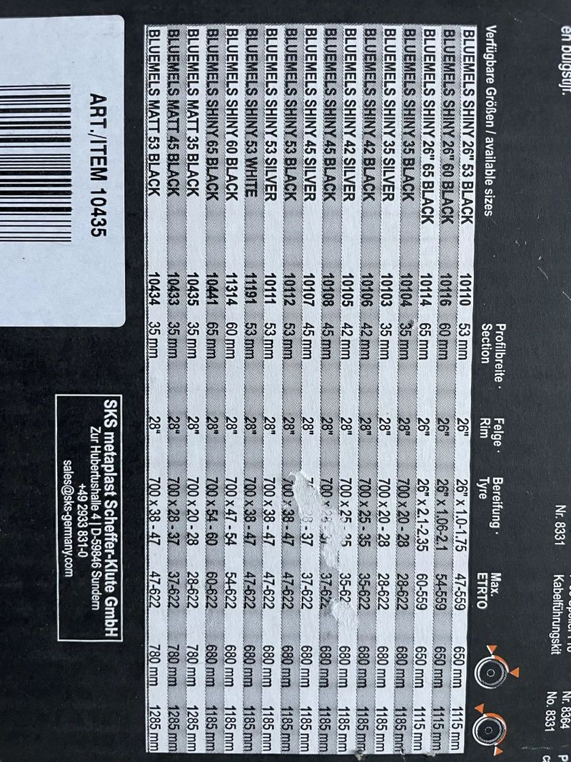 Blatníky SKS Germany Bluemels Matt 35 Black