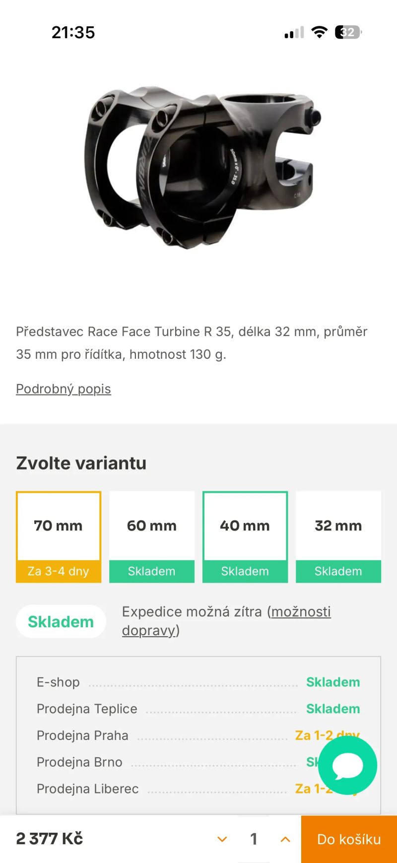 Představec Race Face TURBINE R 40mm nový!