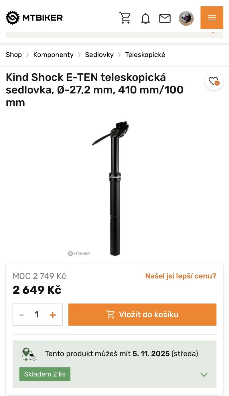 Teleskopická sedlovka KS LEV 27,2 100mm