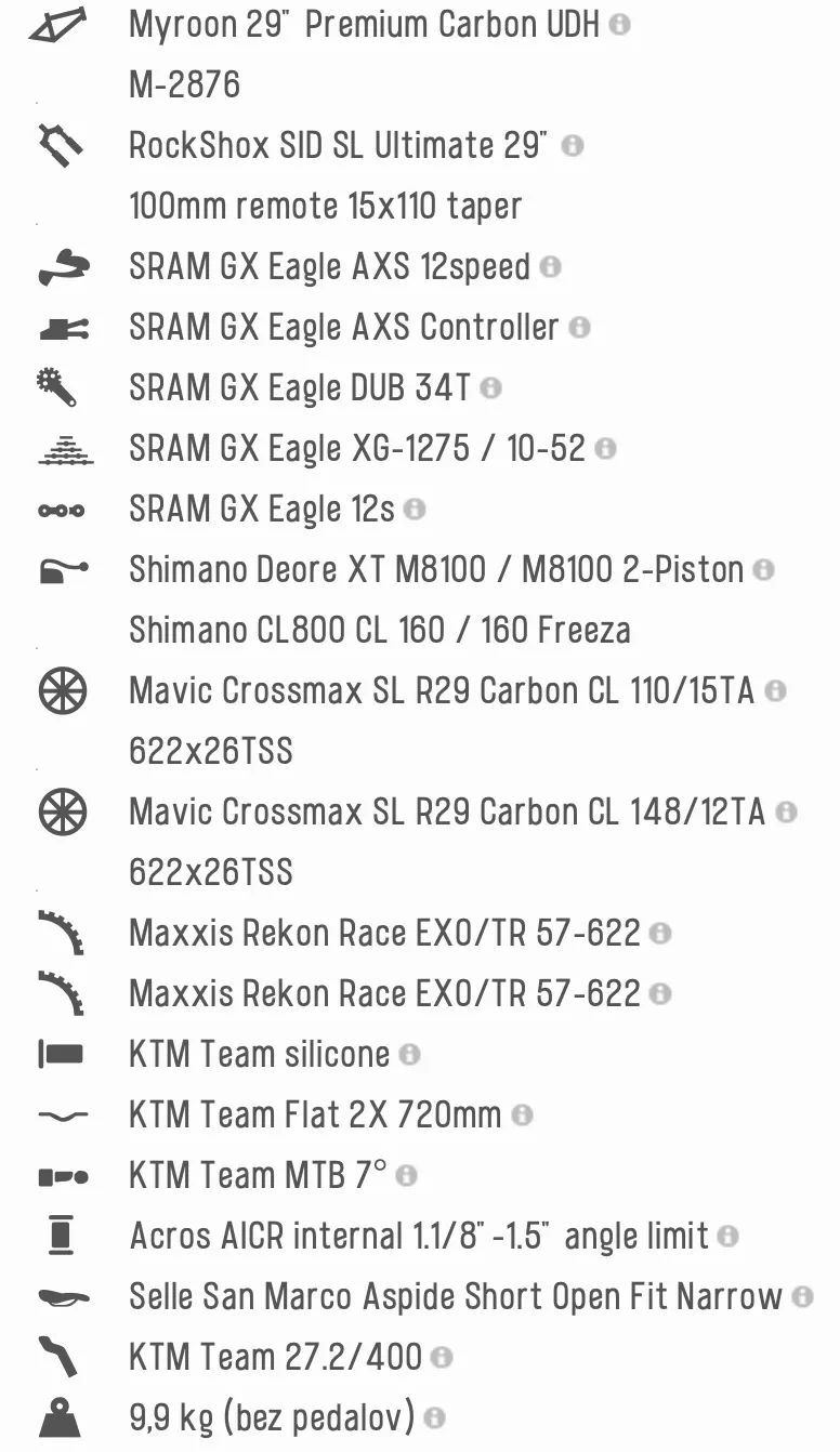 KTM MYROON Prime 29” Sram GX AXS T-type