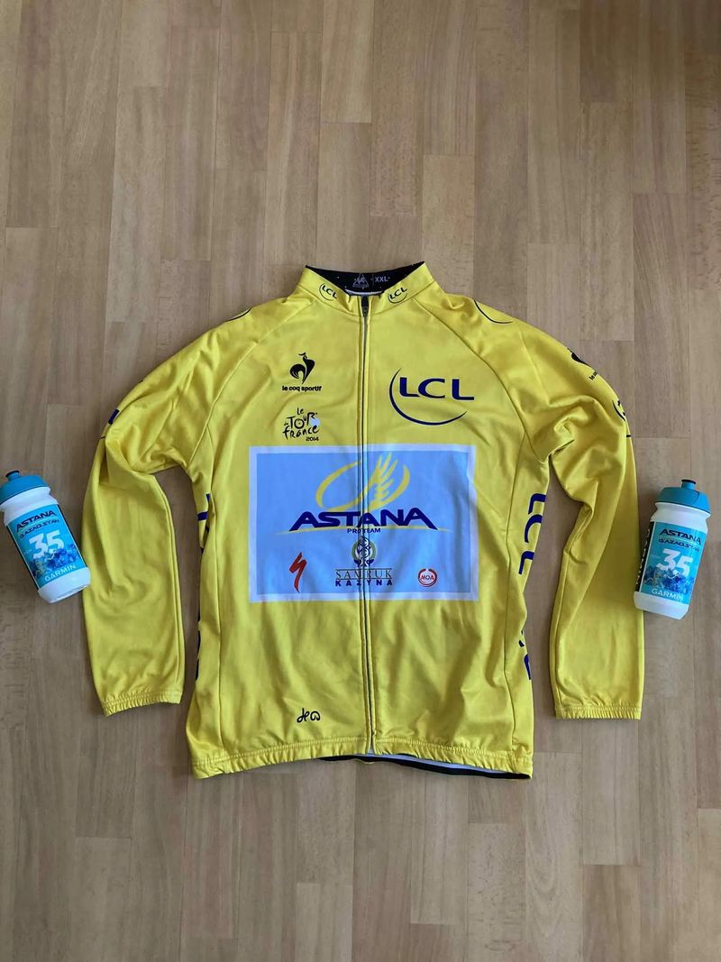 Astana žlutý dres 2014 - dlouhý rukáv (Vincenzo Nibali TdF)