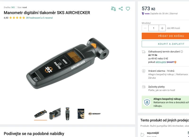Manometr digitální tlakoměr SKS AIRCHECKER - nove