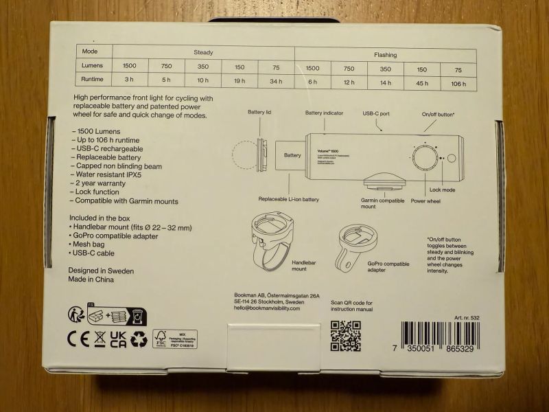 Bookman Volume 1500 přední světlo - nové