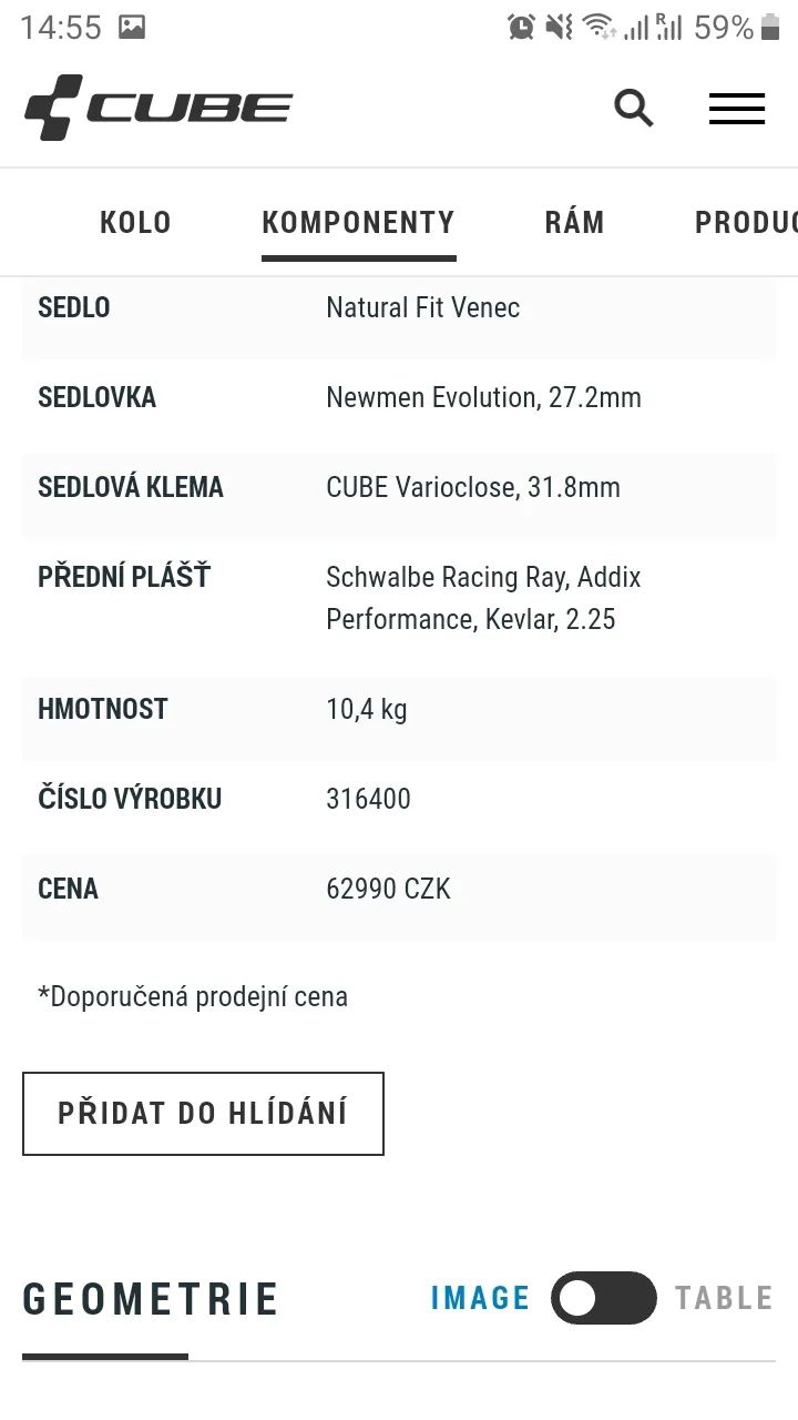 Predám jazdený Cube REACTION C:62 SL, model 2020, za 22.500,- Kč