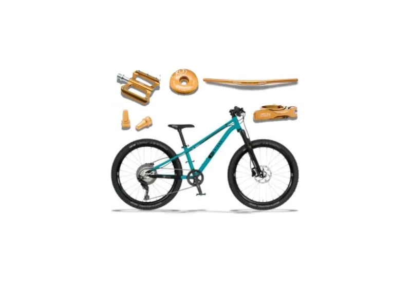 !!!NOVÝ!!! Kubikes 24S Trail AIR Tyrkys - laser GOLD, 9,7kg, vzduch. vidlice. SKLADEM na prodejně