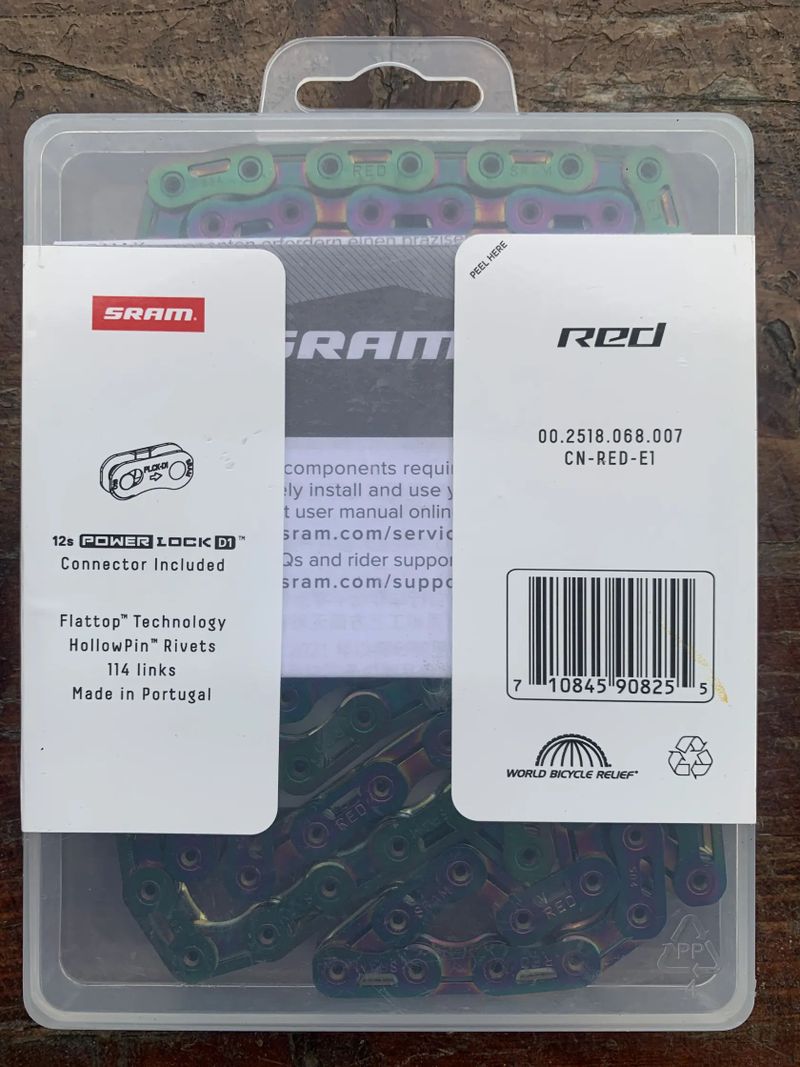 SRAM Red E1 flattop 12 speed chain - rainbow - 114 links