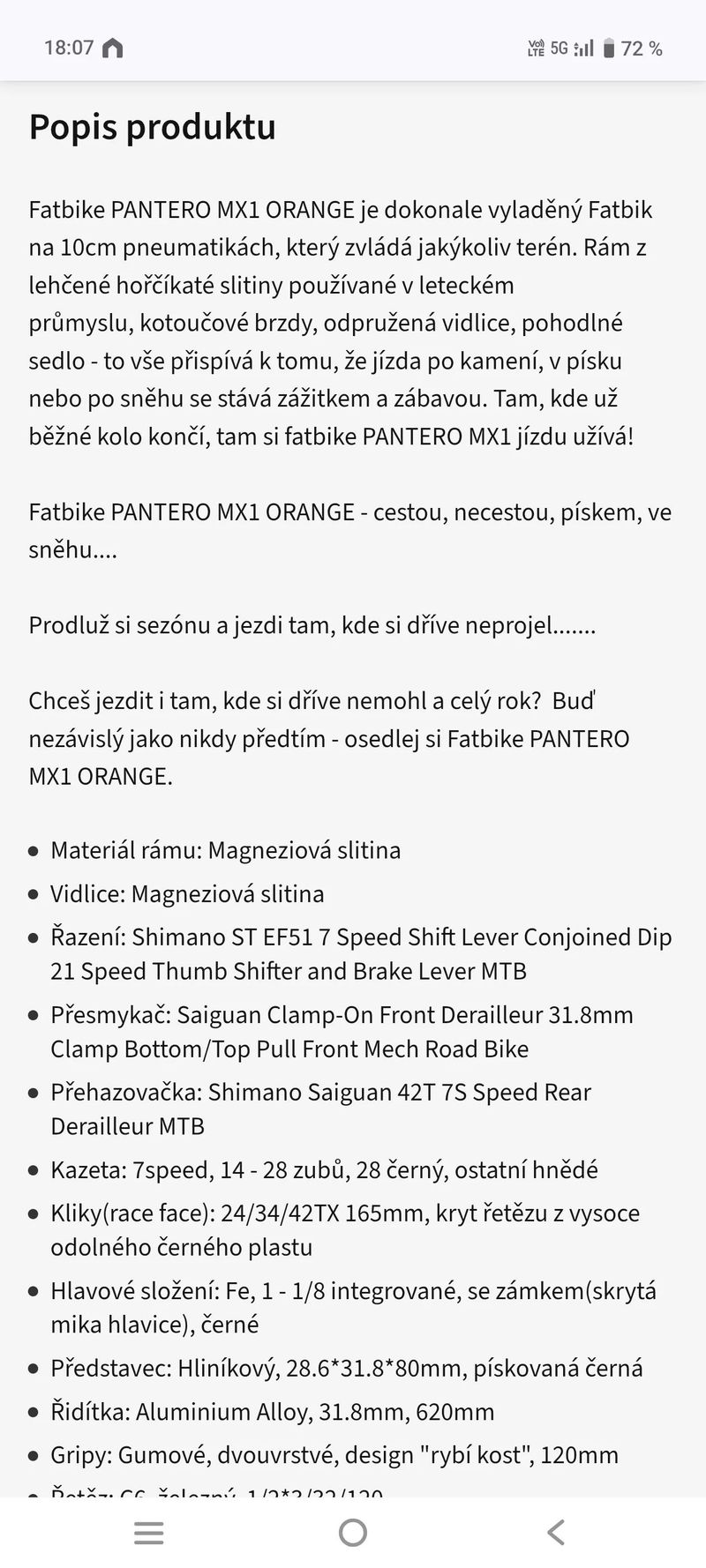 Panther Pantero MX1 ORANGE