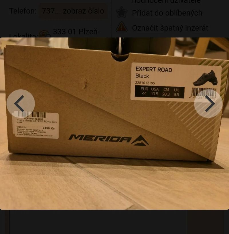 Tretry Merida - silniční vel.44