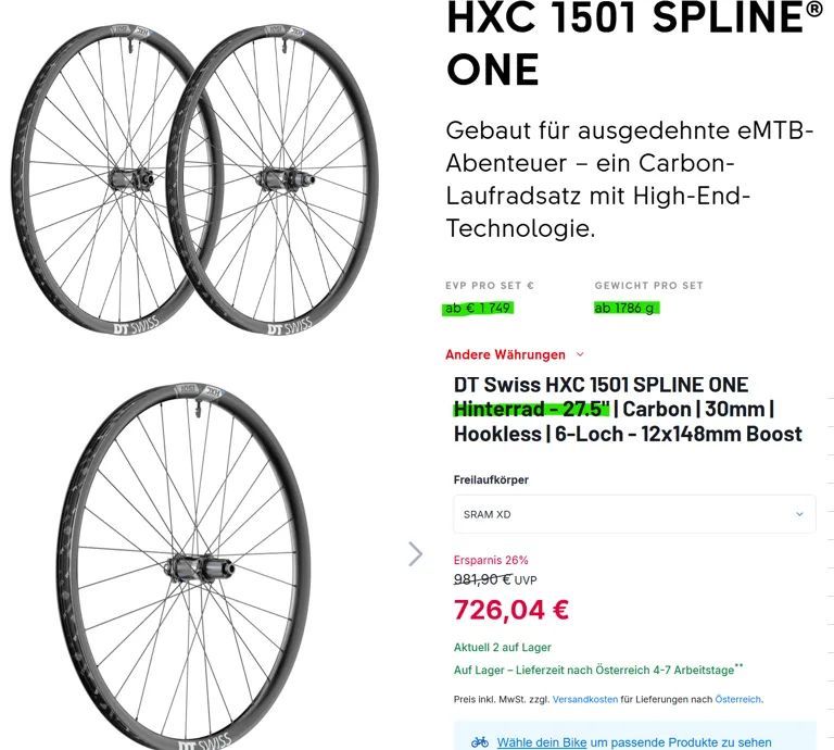 DT Swiss HXC 1501, mullet - nové