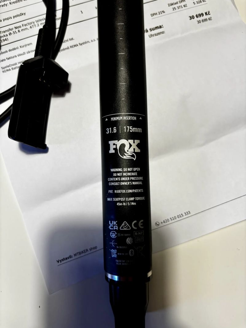 Bezdrátová teleskopická sedlovka FOX transfer neo