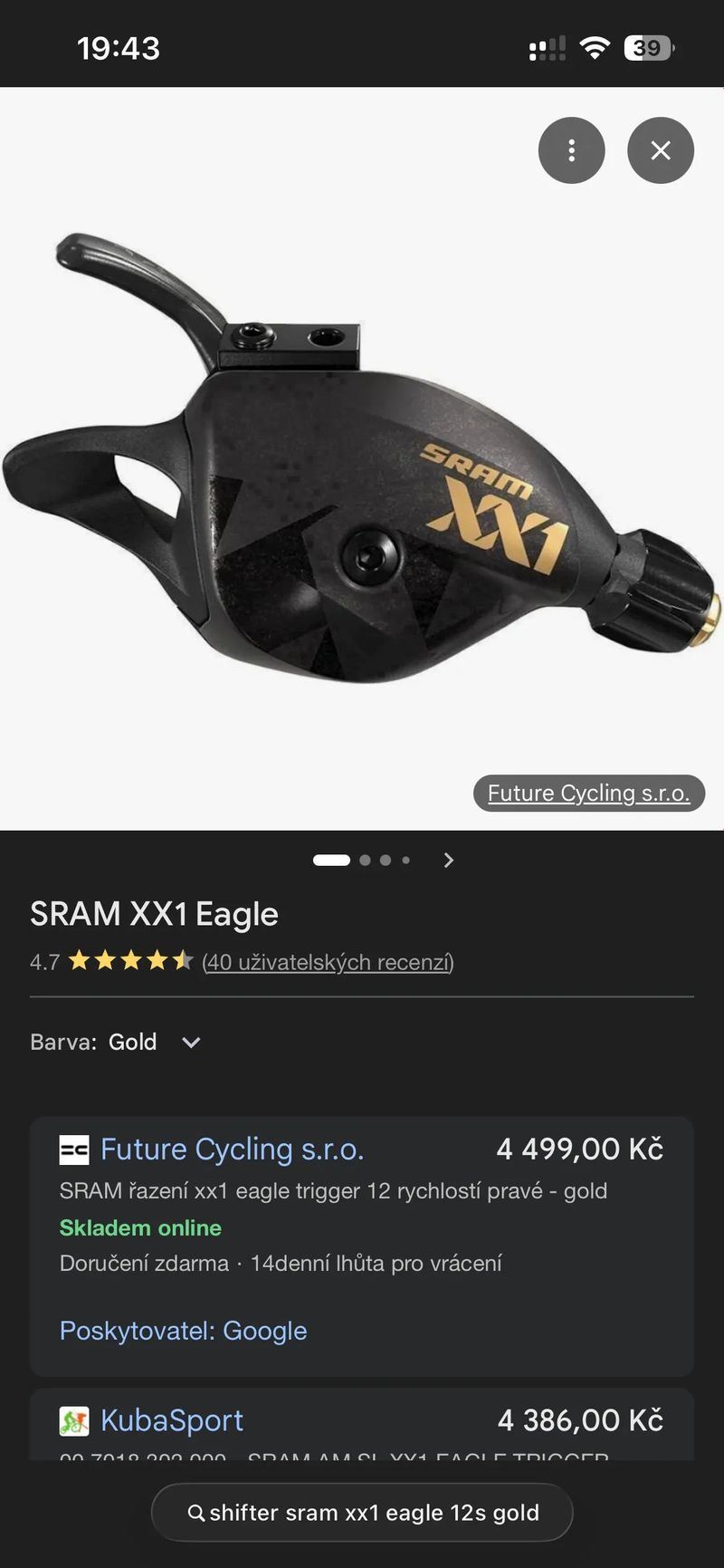 Sram XX1 mechanická přehazovačka s řazením