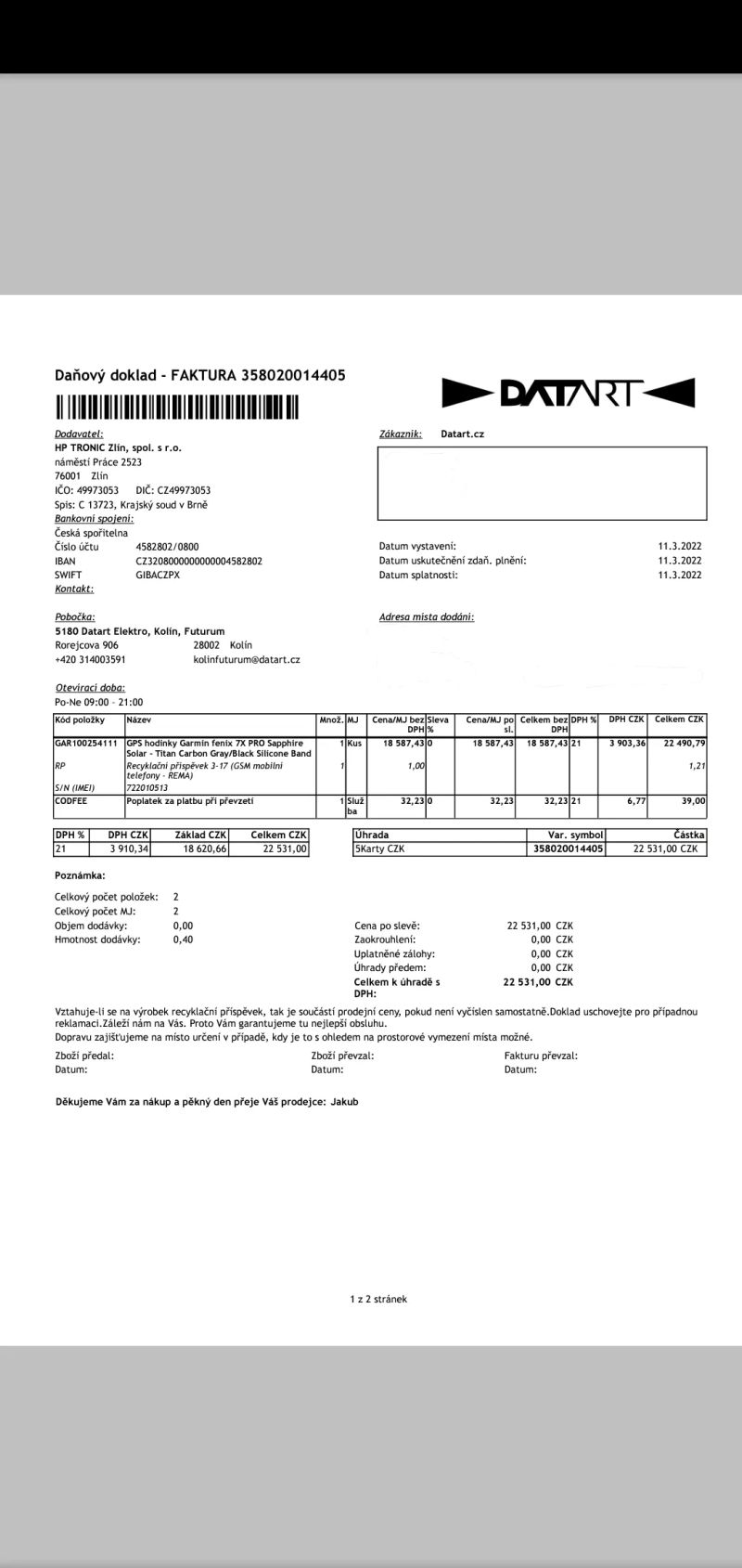  GarminFenix 7 Sapphire Solar