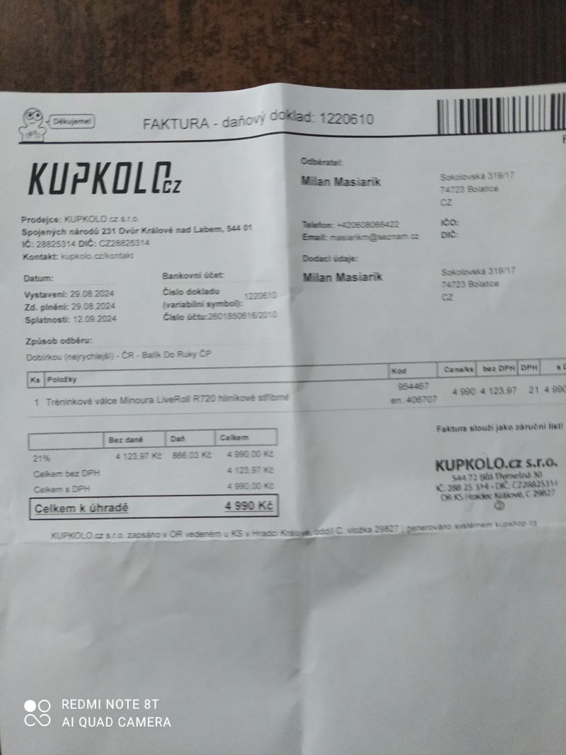 Válce MINOURA LiveRoll 720 hliníkové