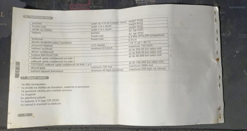VDO HC 12.6 s hrudním pásem