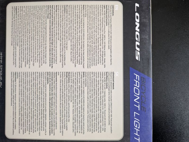 Výkonné LED světlo na kolo 1600lm