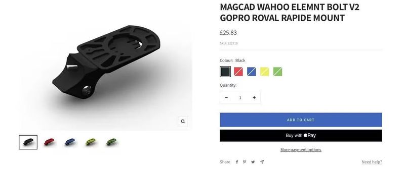 MagCad 3d printer drazak na Wahoo (bolt2) plus goPro / SL7 SL8 Alpinist cockpity
