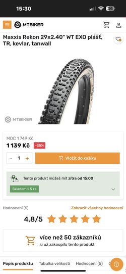MAXXIS REKON 29X2.40 WT KEVLAR EXO/TR/TANWALL 