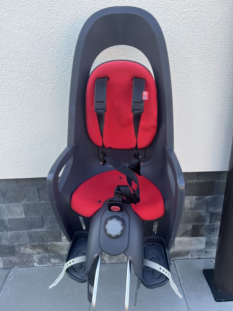 HAMAX Cyklosedačka s uzamykatelným zámkem Caress Dark Grey/Red